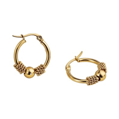 Aramat Jewels | Oorringen | Goudkleurige RVS Bali Oorringetjes 23x22mm – Kleine Hoops voor Dames | | | |4mm | Staal | Volwassenen | Verkleurd niet