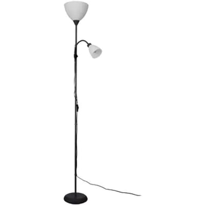 EGLO Montanini-E Vloerlamp - Leeslamp - E27 - E14 - 176 cm - Zwart/Wit