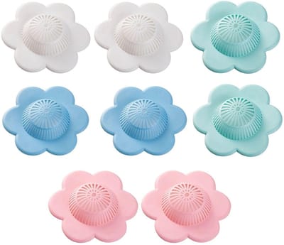 Dailygoods- Vloerafvoerdeksel 8 stuks - Keukenspoelbakfilter - Antiblokkerende Bodemdrainagedeksel - Geschikt voor Badkamers/Balkons - Duurzaam PVC - 13 cm - Afvoerfilter
