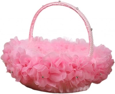Bloemenmandjes Bruiloft - Decoratie Mandjes - Feestelijke Decoratie - Rustieke Stijl - 28 x 28 x 25 cm - Roze