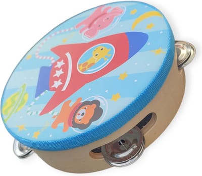 Jobber Toys Houten Tamboerijn Kinderen - Ritme - 15 cm - Assorti