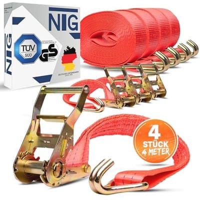 Sjorbanden tot 2000 kg - 4 meter lang - TÜV/GS-getest - 35 mm breed - 2-delig - Robuust en weerbestendig