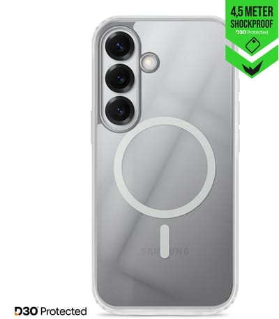 Striker Doorzichtig Hoesje geschikt voor Samsung Galaxy S25 MagSafe Telefoonhoesje Hardcase | Striker X-Core Xtreme Impact Backcover Shockproof | Geschikt voor MagSafe | Geschikt voor Draadloos Opladen met Magnetische Ring | Geschikt voor MagSafe