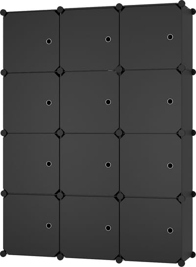 Lowander 3x4 vakkenkast 'Verona' 111x148 cm - Kledingkast kunststof - Organizer - Zwart