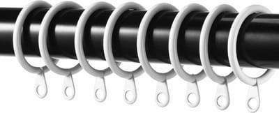 FSW-Products - 6 Stuks - Gordijnringen - 3cm dia - Wit - Metaal - Douchegordijn - Ringen voor Gordijnen - Ring - Gordijnhaken - Haken - Gordijn - RVS - Douchegordijnringen