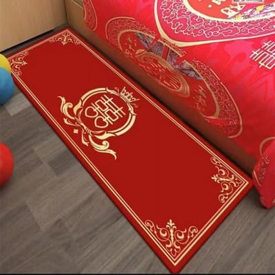 Rood Feestelijk Huwelijk Huwelijk Chinees Gelukkig Karakter Slaapkamer Bed Tapijt In De Huwelijkskamer Huwelijks Tapijt Vloermat 50 * 160cm