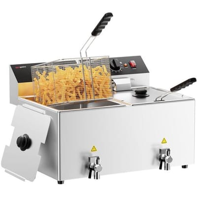 GGM Gastro Elektro Doppelfritteuse - 12+12 Liter - 6,5 kW - mit Ablasshahn