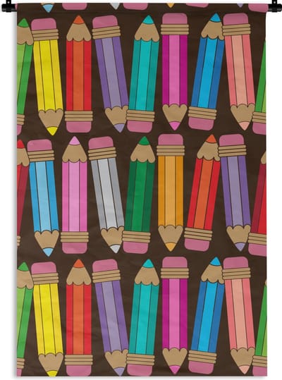 Wandkleed - Wanddoek - Potlood - Patronen - Abstract - Regenboog - 60x90 cm - Wandtapijt