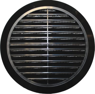 Ventilatierooster Rond 100-150 mm met Insectennet - Zwart Kunststof