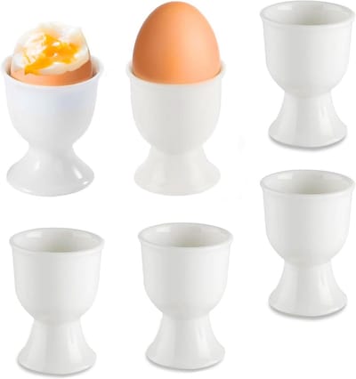 Eierdopjes Set - Porseleinen Dopjes - Ontbijt Serveren - Stabiele Brede Basis - 6 Stuks 7 cm - Wit