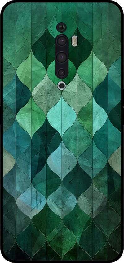 Smartphonica Telefoonhoesje Geschikt voor Oppo Reno2 Z met groene bladeren opdruk - TPU backcover case green leaf design - Groen geschikt voor Oppo Reno2 Z