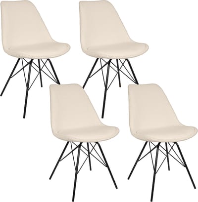 Casamoda Eetkamerstoelen - Stoelen set van 4 Eetkamer - Teddy Stoel - Stof - Beige