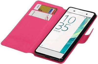 Cross Pattern TPU Bookstyle Wallet Case Hoesjes Geschikt voor Xperia XA Roze