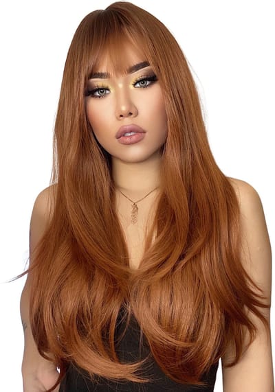 Nivard Dames Pruiken - Hair Wig - Lang Haar - Cosplay Pruik - Oranje
