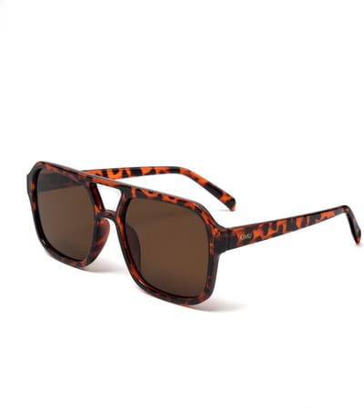 KIMU® Influencer Zonnebril - Tortoise Montuur - Bruine Glazen - Social Media Hollywood Stoer Retro Avator Trendsetter Celebrity Pilotenbril Festival