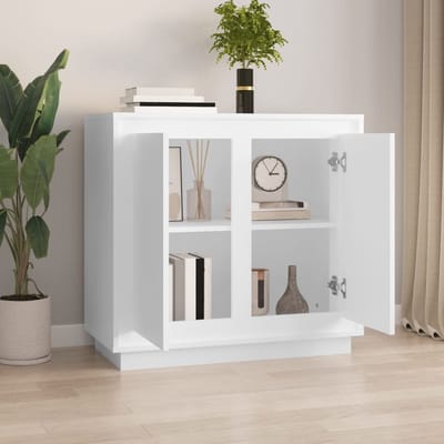 vidaXL - Dressoir - 80x34x75 - cm - bewerkt - hout - wit