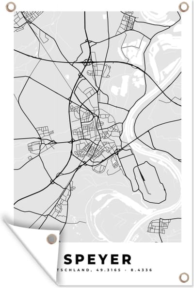 Muurdecoratie Stadskaart - Duitsland - Kaart - Speyer - Plattegrond - 120x180 cm - Tuinposter - Tuindoek