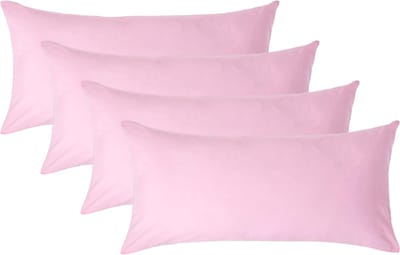 Homescapes Kussensloop 40x80 cm Set van 4 – Roze – 100% Egyptisch Perkal Katoen – 200 TC