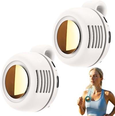 Mini draagbare ventilator, 360° draaibare ventilatiezakventilator, 3 instelbare windsnelheden, geschikt voor buitenactiviteiten in de zomer, reizen en kantoorgebruik (wit, 2 stuks)