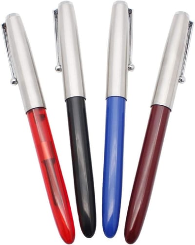 Set van 4 Extra Lichte Vulpen met Fijne Nib en Inktconverter in Meerdere Kleuren voor Schrijven en Tekenen