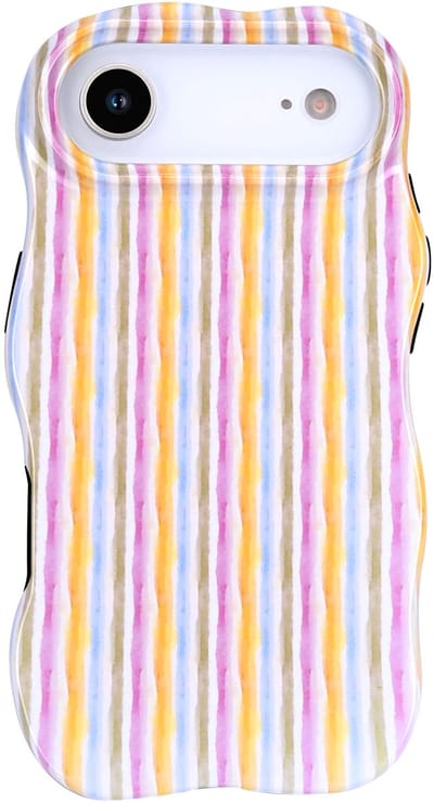 Casemania Hoesje Geschikt voor Apple iPhone Air - Wave Edge Back Cover - Regenboog - Golvend Telefoonhoes met Shockproof Bescherming