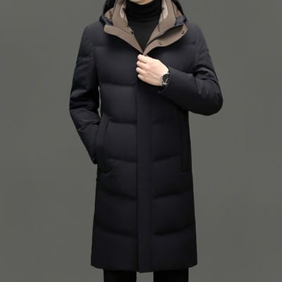 Verdikte Lange Donsjas Heren Winter Nieuw Eenvoudige Warme Donsjas XXXXL marineblauwe kleur