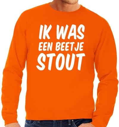 Oranje Ik was een beetje stout sweater - Trui voor heren - Koningsdag kleding S