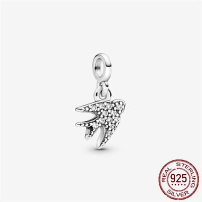 925 Sterling Zilver DIY Exquise Kralen Mini Schattige Kleine Zwaluwen Zirkoon Sprankelend Perfect voor Originele Charm Armband Sieraden