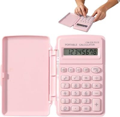 Mini Rekenmachine - Zakformaat Hulpmiddel - Studenten Examens - Met Deksel - 10x6 cm - Roze