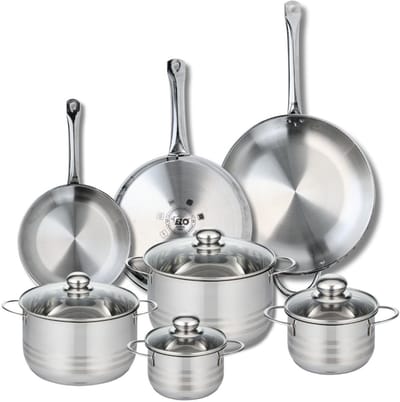 Set van 3 Kookpannen 24, 28 en 32 cm en 4 braadpannen 14, 16, 20 en 24 cm Elo Profi Brillant