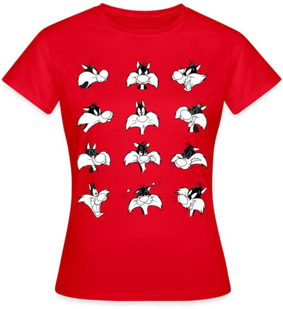 Looney Tunes Sylvester Facial Expressions T-Shirt Dames
