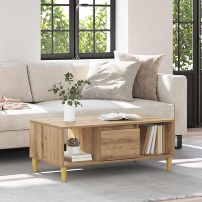 vidaXL - Salontafel - Artisan - Eiken - 90 - x - 50 - x - 26.5 - cm - Bewerkt - hout