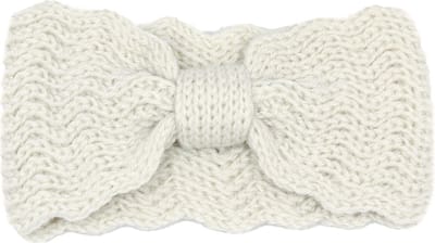 Ecru gebreide haarband met strik - acryl hoofdband - winteraccessoires dames - one size - STUDIO Ivana