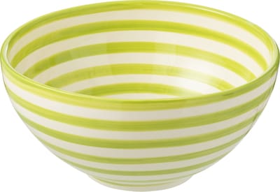 J-Line kom Granada Stripes High - keramiek - wit/groen - large - Ø 28 cm
