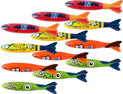 Benson Duikspeelgoed torpedos - 12-delig - gekleurd - kunststof