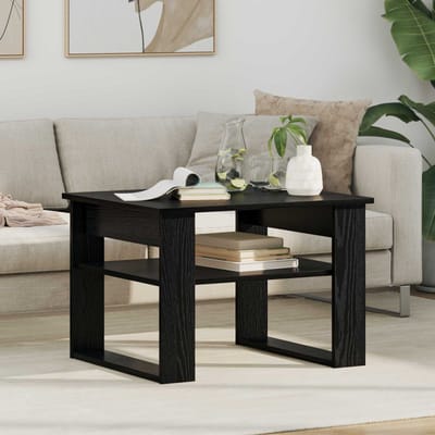 vidaXL - Salontafel - Zwart - Eiken - 64 - x - 54 - x - 44 - cm - Bewerkt - hout