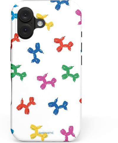 Casetastic hoesje geschikt voor Apple iPhone 16 - MagSafe - Dubbellaagse bescherming - Ballonnen hondje - Fashion Case - Wit