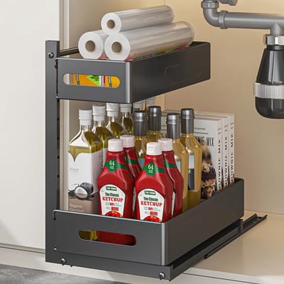 Dailygoods- Keukenorganizer 2-laags - Uittrekbaar opbergrek - Onder