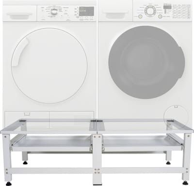 CLP Tampa Dubbele Wasmachinerek - Opbergvak voor 2 apparaten - Met laden - wit