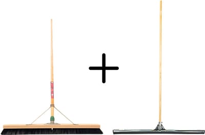 Synx Tools Paardenhaar 100cm + Vloertrekker 75cm met Steel 150cm - Kamerveger – Vloerreiniger – Moppen – Zachte binnenbezem met steel 150cm
