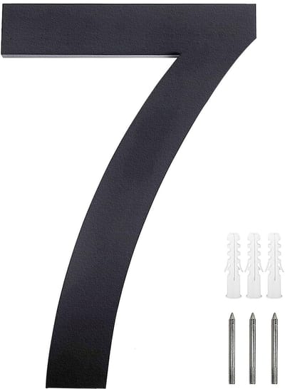 huisnummer antraciet roestvrij staal huisnummer RAL 7016 fijne structuur poedercoating solide Arial-lettertype met schroeven hoogte 20 cm - nummer 7
