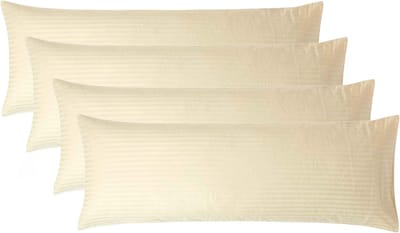 Homescapes Satijn Streep Katoen Kussensloop 50x140 cm Langwerpig – Set van 4 – Lichtgeel – 100% Egyptisch Katoen – Draaddichtheid 330