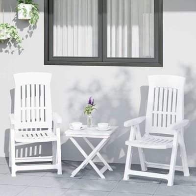 Verstelbare tuinstoelen - Klapstoelen terras - Ontspannen buiten - 4-voudige rugleuning - 2 stuks - Wit