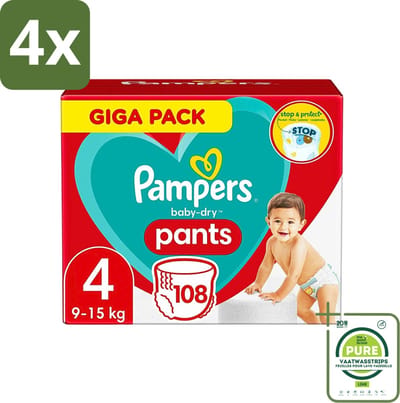 Pampers - Baby-Dry Pants - Luierbroekjes - Maat 4 (9-15 kg) - Comfort Fit - 108 Luiers - Voordeelverpakking - 4 stuks - Pampers luierbroekjes - Baby luier