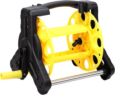 Opbergrek Slanghaspel - Hose Reel - Tuin Bewatering - Robuust PP Frame - Max 25 Meter - Zwart Geel