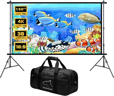 Projectiescherm Met Standaard - Draagbaar Beeldscherm - Buiten Films Kijken - Kreukvrij Polyester Doek - 150 Inch Diagonaal - Wit