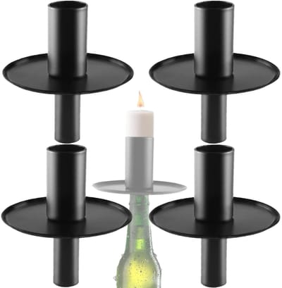 flessen metaal zwarte kaarsenhouder voor staafkaarsen standaard decoratie doopkaars 4
