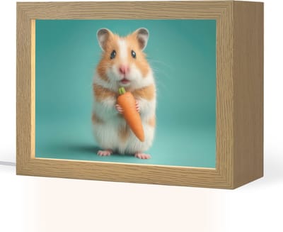 Nachtlampje 20x15 cm - Kinder lampje - Hamster - Wortel - Blauw - Tafellamp kinderkamer - Slaapkamer lamp - Bedlamp kinderen - Kinderlampje stopcontact - Wandlamp babykamer - Nachtlampjes