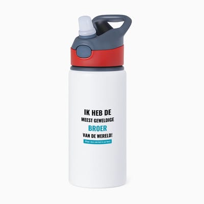 Hacebo® - ik heb de meest geweldige broer van wereld (klopt, deze mok heb ik van hem) waterfles met rietje rood - de meest geweldigste broer - verjaardagscadeau - verjaardag - cadeau - cadeautje voor broer - water fles - 650ML