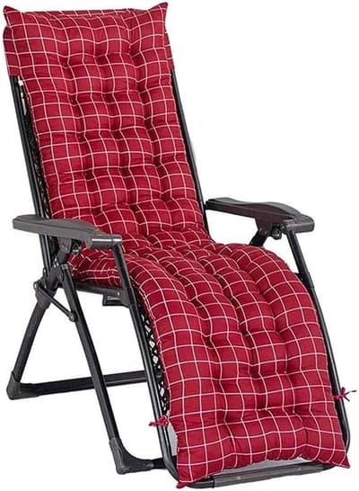 Ligstoel Kussen - Tuinkussen Bankkussen - Buiten Ontspannen - Antislip Bevestiging - 48 x 170 cm - Rood